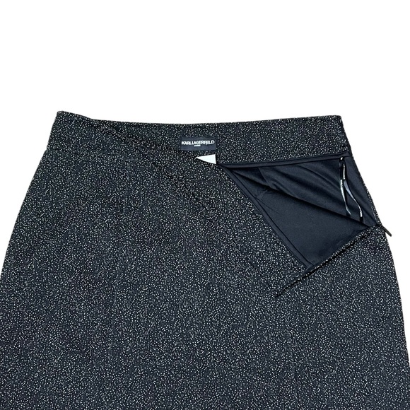 Karl Lagerfeld Pencil Skirt Black Splatted Textured Office Business - Picture 7 of 9